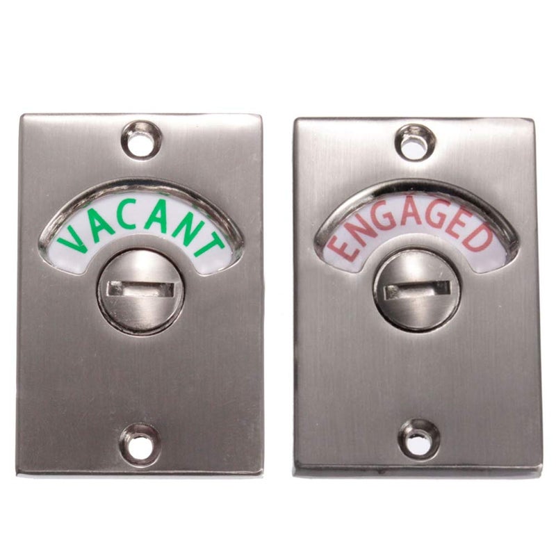 LVOERTUIG Door Lock Indicator,Toilet Bathroom Lock Vacant/Engaged Chrome Latch Indicating DeadBolt Public Restroom Toilet Privacy Partition Door Lock Latch (Satin Nickel) - Image 2